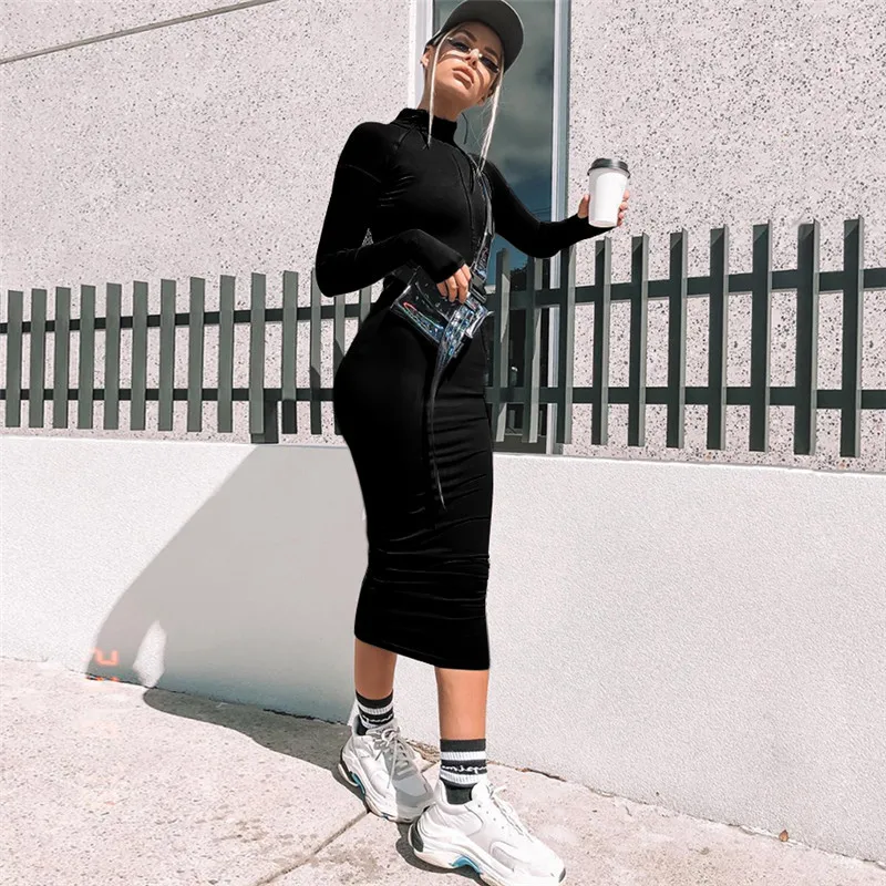 2021 All-Match High Neck Bag Hip Mid-Length Skirt Sexy Half-Open Zipper Single-Port Solid Color Female Long-Sleeved Dress
2021 All-Match High Neck Bag Hip Mid-Length Skirt Sexy Half-Open Zipper Single-Port Solid Color Female Long-Sleeved Dress