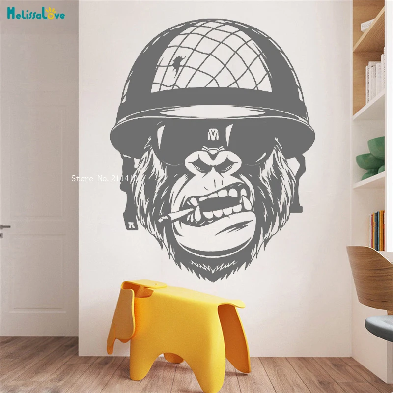 Large Gorilla Smoking Solider Wall Sticker Bedroom Boy Room Monkey Army Decal Kids Room Vinyl Home Décor YT4785
Large Gorilla Smoking Solider Wall Sticker Bedroom Boy Room Monkey Army Decal Kids Room Vinyl Home Décor YT4785
