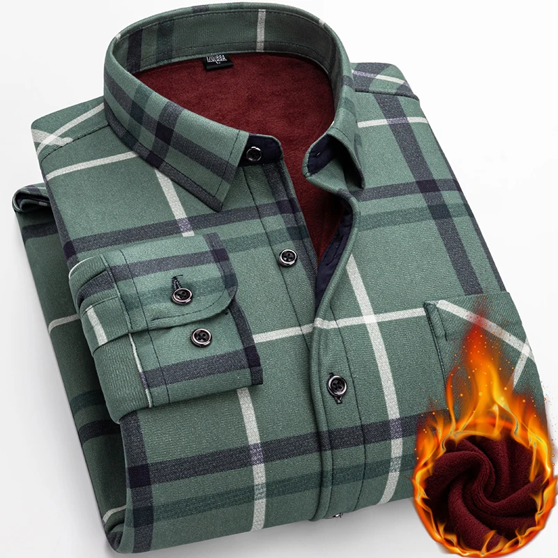 Autumn Winter Men Plaid Shirt Thick Warm Long Sleeve Casual Plus Fleece Dress Shirts Soft Father Cold Proof Slim Fit Man Clothes
Autumn Winter Men Plaid Shirt Thick Warm Long Sleeve Casual Plus Fleece Dress Shirts Soft Father Cold Proof Slim Fit Man Clothes
