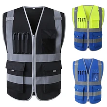 SFvest Safety reflective vest construction building vest safety clothing work vest multi pocket black vest