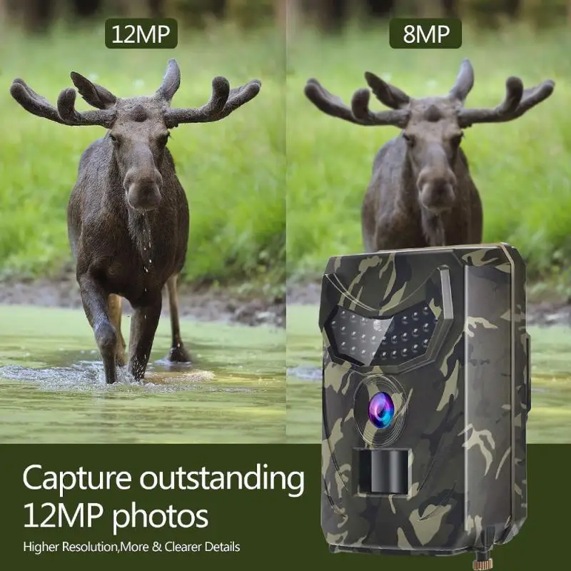 12MP 1080P Trail охотничья камера Дикая наблюдения 120 ° дикая линза IP56 игра IR для