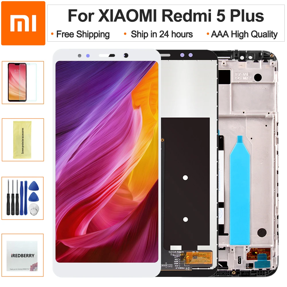ЖК дисплей 100% дюйма для Xiaomi Redmi 5 Plus сенсорный экран с дигитайзером в сборе сменный