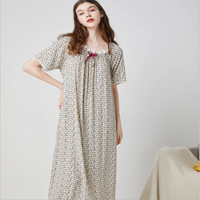 Sleepwear women ladies long short-sleeved cotton cloth plus long plus size loose princess nightdress pajamas home service
Sleepwear women ladies long short-sleeved cotton cloth plus long plus size loose princess nightdress pajamas home service