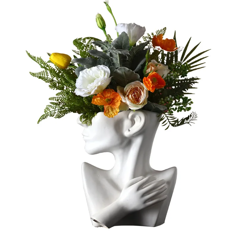 Classic Black White Ceramics Vase Human Head Abstract Half Body Flower Pot Flower Arrangement Human Face Vase Decoration Home
Classic Black White Ceramics Vase Human Head Abstract Half Body Flower Pot Flower Arrangement Human Face Vase Decoration Home