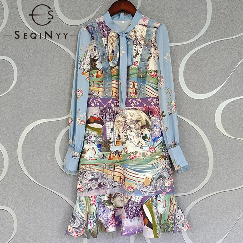 SEQINYY Slim Mini Dress Blue Summer Spring New Fashion Design Women Runway Vintage Flowers Print Mesh Ruffles Casual High Street
SEQINYY Slim Mini Dress Blue Summer Spring New Fashion Design Women Runway Vintage Flowers Print Mesh Ruffles Casual High Street