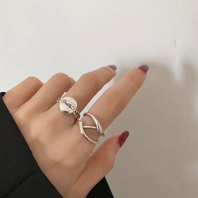 MEYRROYU Sterling Silver Unique Design Rings Geometric Irregular Letter Chain Opening Jewelry Trendy Personality Party Gifts
MEYRROYU Sterling Silver Unique Design Rings Geometric Irregular Letter Chain Opening Jewelry Trendy Personality Party Gifts