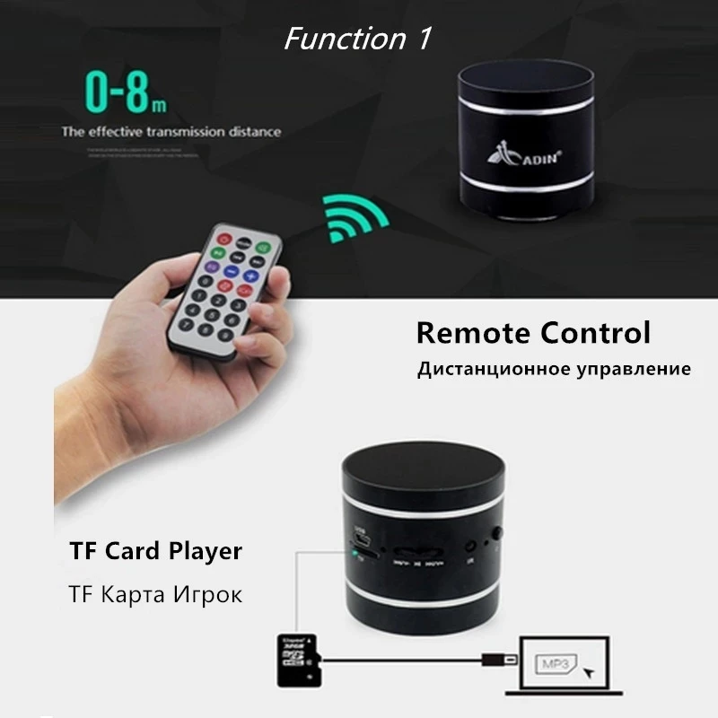 Bluetooth-динамик Adin с функцией вибрации Fm-радио | Электроника