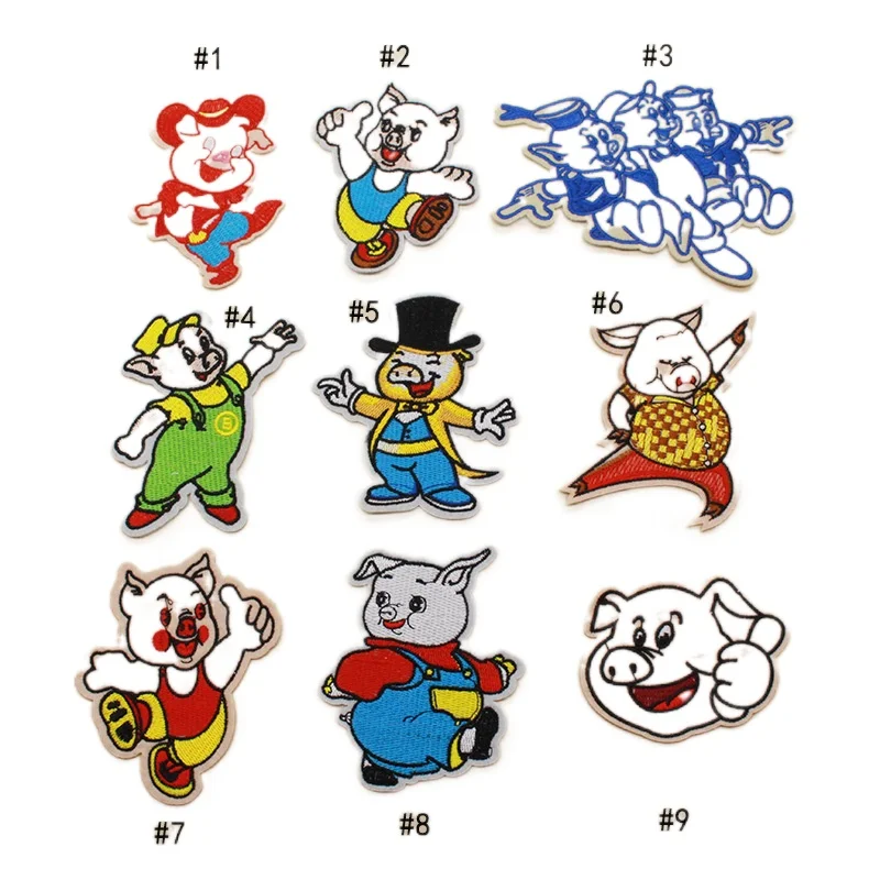 

50pcs/lot Embroidery Patch Cartoon Piggy Animal Clothing Decoration Sewing Accessories Craft Diy Applique