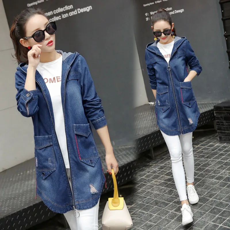 women's medium long hooded large size ladies windbreaker Summer women denim outerwear 2018 new Slim cowboy jacket
women's medium long hooded large size ladies windbreaker Summer women denim outerwear 2018 new Slim cowboy jacket