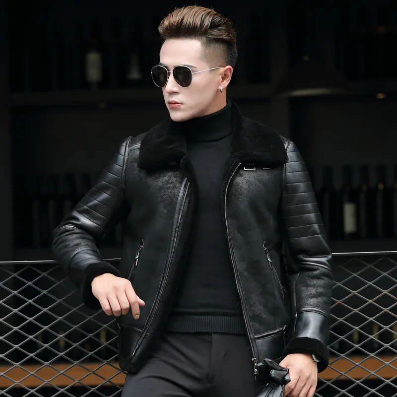 Genuine Leather Pilot Jacket Sheepskin for Men Natural Wool Fur Coat Motorcycle Chaqueta Cuero Hombre 8726 KJ826
Genuine Leather Pilot Jacket Sheepskin for Men Natural Wool Fur Coat Motorcycle Chaqueta Cuero Hombre 8726 KJ826
