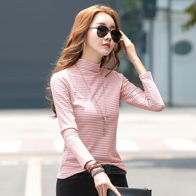 BOBOKATEER Turtleneck Femme T-shirts Long Sleeve Cotton T Shirt Striped Women Clothes Mujer Camisetas Plus Size T-shirty Damskie
BOBOKATEER Turtleneck Femme T-shirts Long Sleeve Cotton T Shirt Striped Women Clothes Mujer Camisetas Plus Size T-shirty Damskie