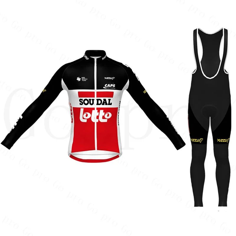 

Soudal Lotto Team 2022 Red Cycling Jersey Sets Bicycle Maillot Breathable Ropa Ciclismo MTB Long Sleeve Bike Bike Uniform