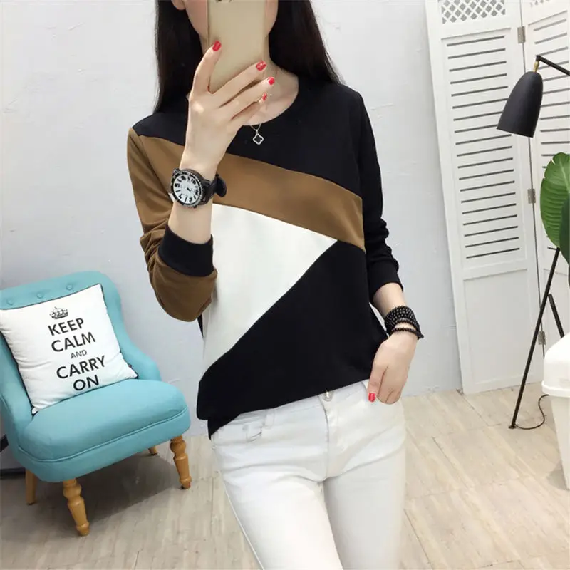 Hit Color t shirt women Loose autumn winter camisa feminina t-shirts women tops casual poleras de mujer moda New tee shirt femme
Hit Color t shirt women Loose autumn winter camisa feminina t-shirts women tops casual poleras de mujer moda New tee shirt femme