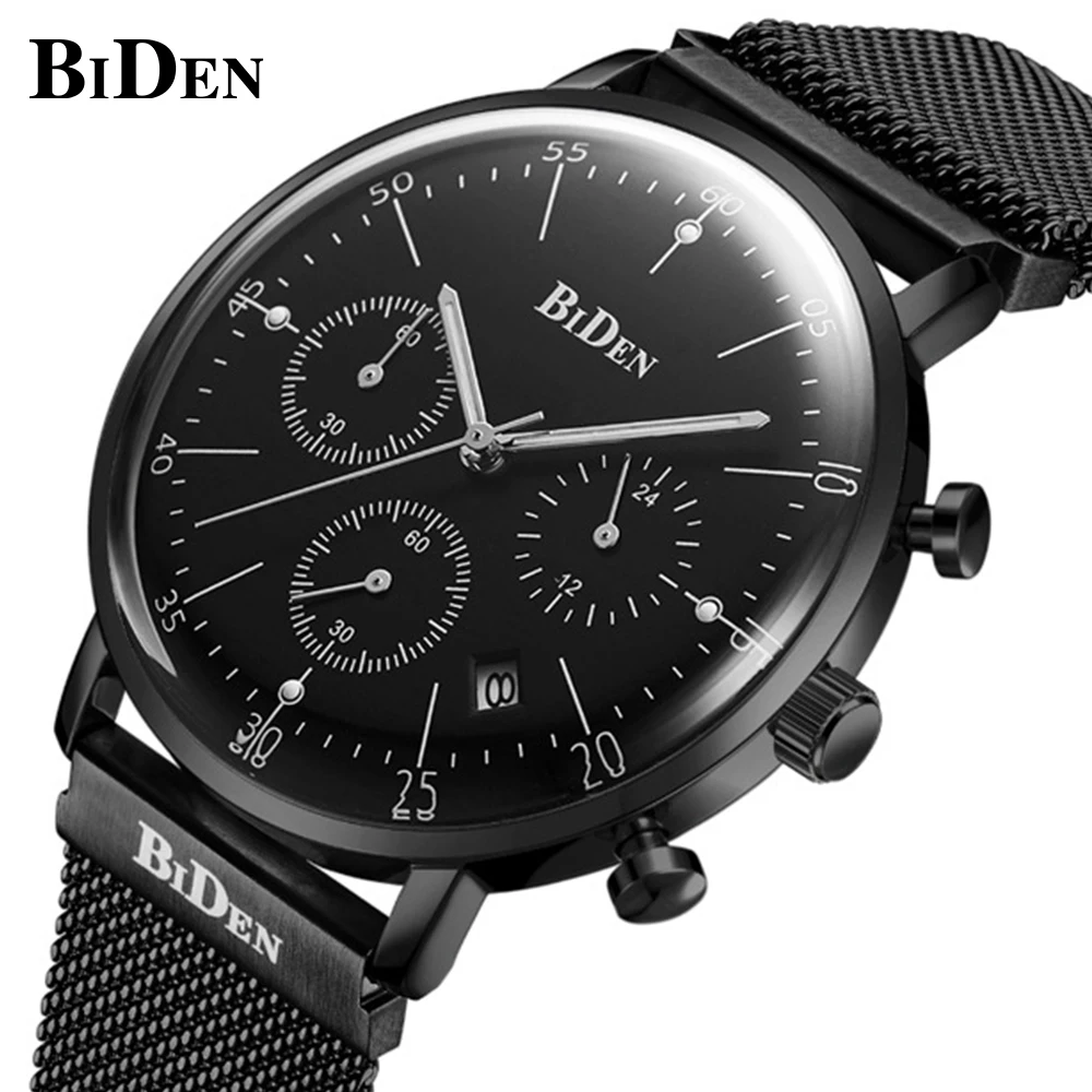 BIDEN Fashion Black Ultra Thin Quartz Watch Stainless Steel Waterproof Men Wrist Watch Luminous Sports Chronograph Date Clcok
BIDEN Fashion Black Ultra Thin Quartz Watch Stainless Steel Waterproof Men Wrist Watch Luminous Sports Chronograph Date Clcok