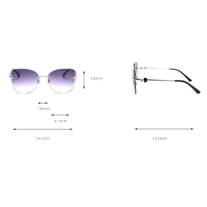 Fashion Rimless Cat Eye Sunglasses Women 2020 Luxury Brand Brown Blue Gradient Sun Glasses Black heart Decoration Beach Eyewear 
Fashion Rimless Cat Eye Sunglasses Women 2020 Luxury Brand Brown Blue Gradient Sun Glasses Black heart Decoration Beach Eyewear