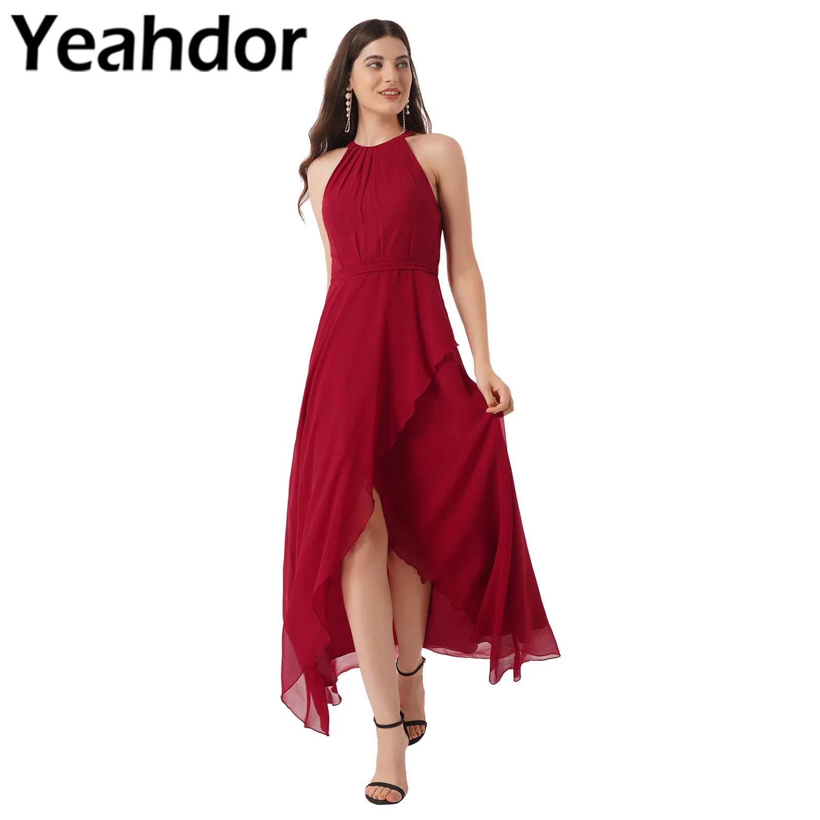 Evening Dresses for Women Chiffon Maxi Dress Halter Neck Sleeveless Ruffle Long Dress Female Wedding Party Dresses Vestido Robe
Evening Dresses for Women Chiffon Maxi Dress Halter Neck Sleeveless Ruffle Long Dress Female Wedding Party Dresses Vestido Robe