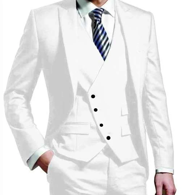 Tailor Made Fashion Gentlemen White Men Suits Slim Fit Groomsmen Tuxedo For Wedding Dress Dinner Party Sets (Jacket+Pants+Vest)
Tailor Made Fashion Gentlemen White Men Suits Slim Fit Groomsmen Tuxedo For Wedding Dress Dinner Party Sets (Jacket+Pants+Vest)