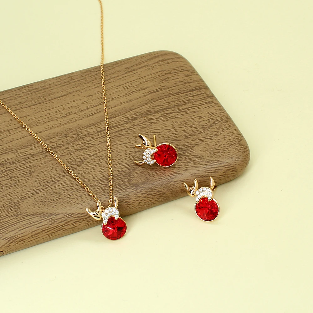 Red Ruby Stone Christmas Crystal Studs Earrings Necklace Sets for Women Wedding Bridal Trendy Animals Fox Jewelry Set
Red Ruby Stone Christmas Crystal Studs Earrings Necklace Sets for Women Wedding Bridal Trendy Animals Fox Jewelry Set