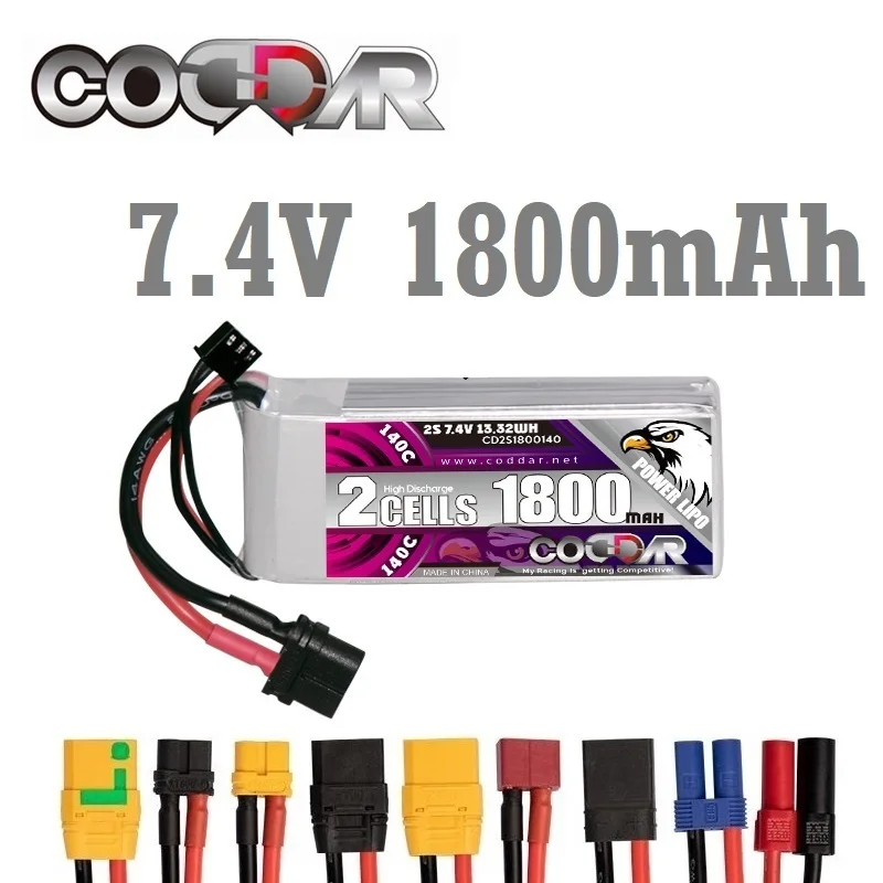 Original CODDAR 1800mAh 2S 7.4V 140C/280C Hardcase LiPo LiHV Battery for 1:8 1/8 RC Car Four Drive Off-Road Boat
Original CODDAR 1800mAh 2S 7.4V 140C/280C Hardcase LiPo LiHV Battery for 1:8 1/8 RC Car Four Drive Off-Road Boat