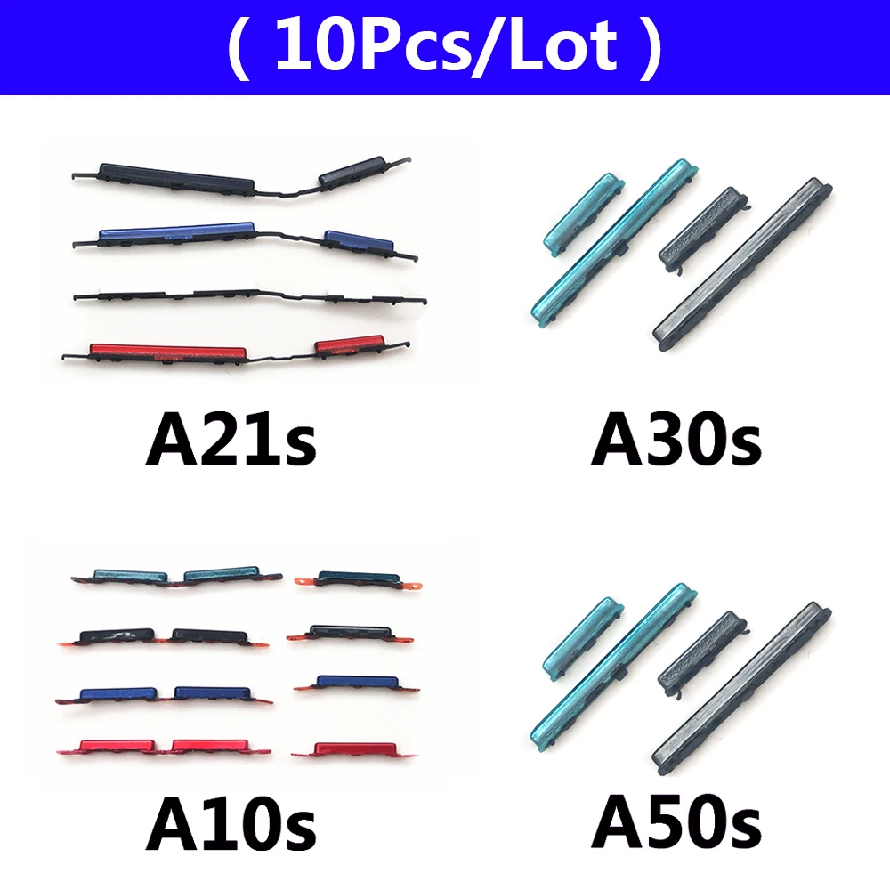 

10Pcs/Lot, Side Key Power and Volume Buttons Button For Samsung A10S A107F A20S A207F A21S A217F A30S A307F A50S A507F