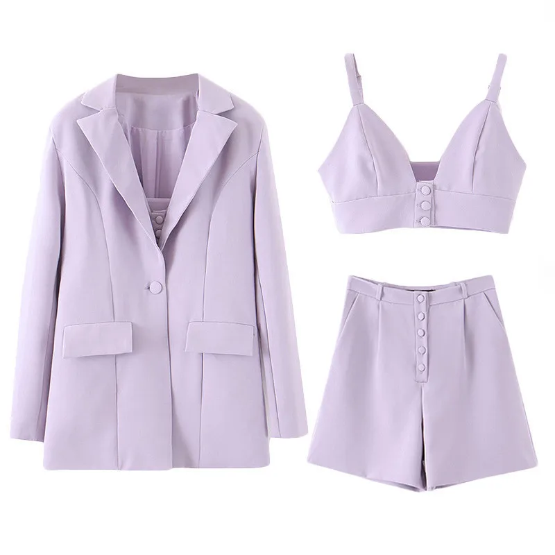 Fashion Women Sets Elegant Blazer Shorts Camis Sets 2021 New High Street Tops and Shorts Sets Two Pieces Lilac OL Fall Outfits
Fashion Women Sets Elegant Blazer Shorts Camis Sets 2021 New High Street Tops and Shorts Sets Two Pieces Lilac OL Fall Outfits