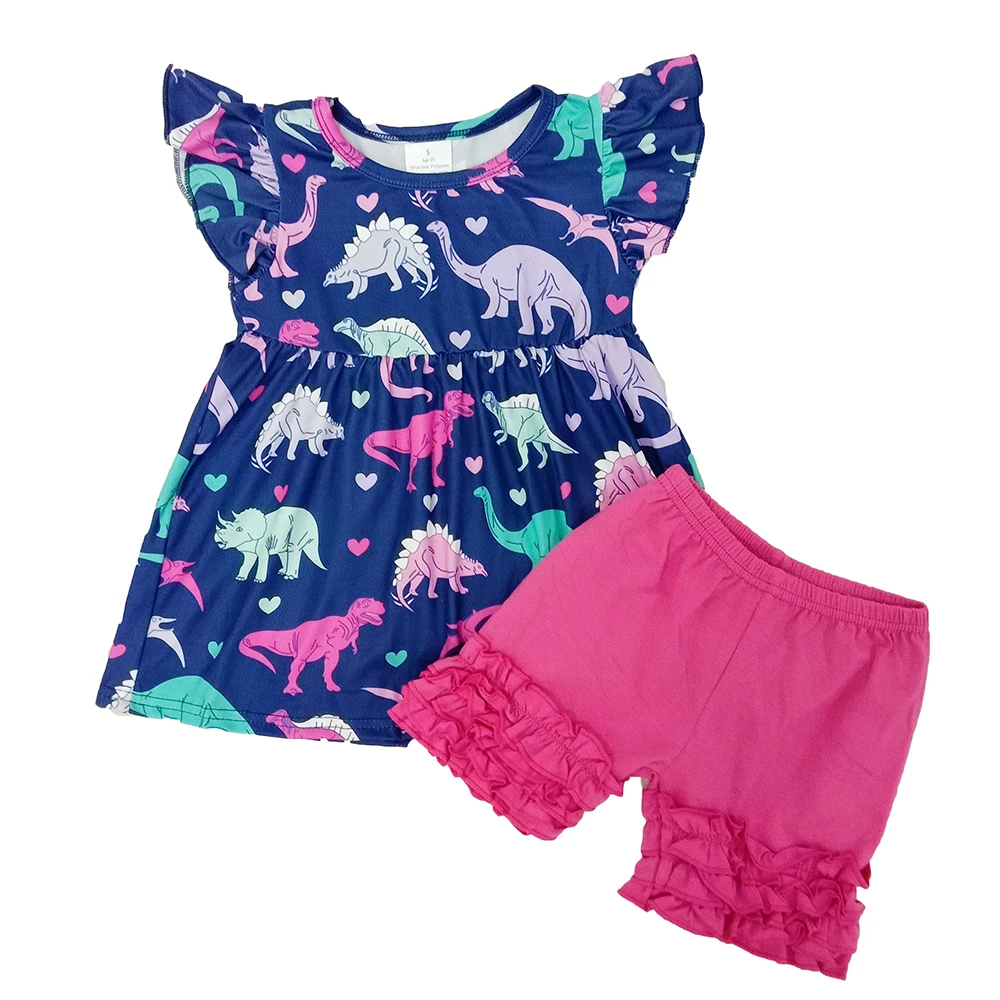 Baby girls summer outfits kids girls purple dinosaur flutter short sleeve top hot pink icing shorts children boutique clothes
Baby girls summer outfits kids girls purple dinosaur flutter short sleeve top hot pink icing shorts children boutique clothes