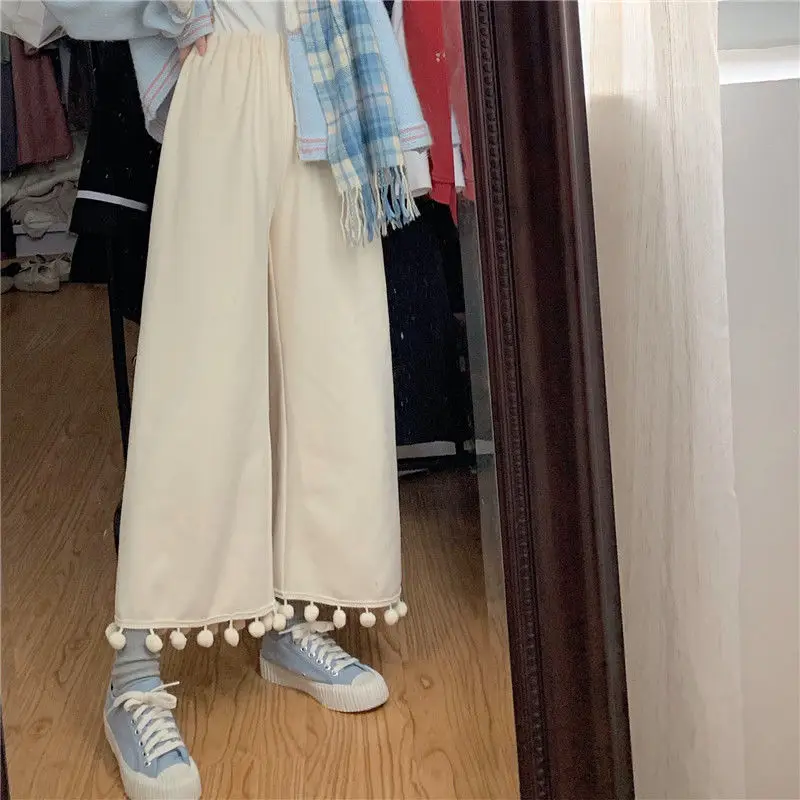Spring Autumn Baggy Pants Women Japanese Cute Loose Wide Leg Pants Casual High Waist Elastic Straight Cropped Trousers Female
Spring Autumn Baggy Pants Women Japanese Cute Loose Wide Leg Pants Casual High Waist Elastic Straight Cropped Trousers Female