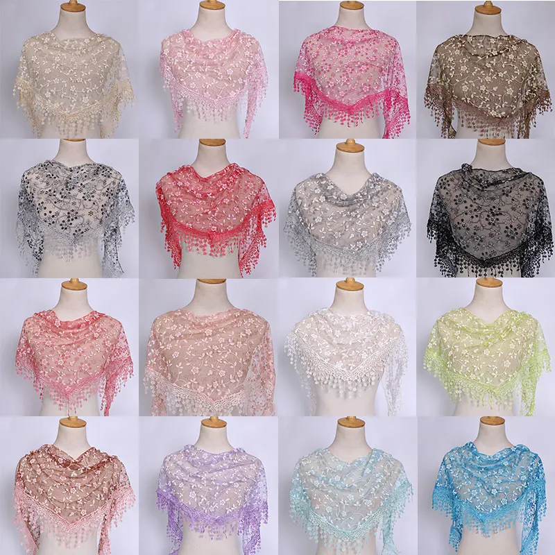 Women Fashion Triangle Wrap Lady Shawl Flower Lace Scarf Female Baby Tassel Shawls Scarves Women Pure Color Scarf Accessories
Women Fashion Triangle Wrap Lady Shawl Flower Lace Scarf Female Baby Tassel Shawls Scarves Women Pure Color Scarf Accessories
