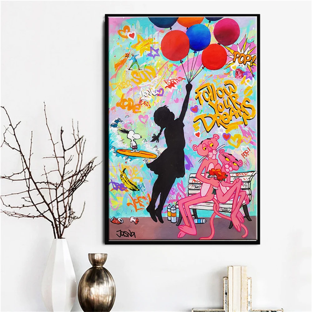 Street Pop Art Graffiti Poster Follow Your Dream Canvas Painting Print Abstract Wall Art Picture for Living Room Home Decoration
Street Pop Art Graffiti Poster Follow Your Dream Canvas Painting Print Abstract Wall Art Picture for Living Room Home Decoration