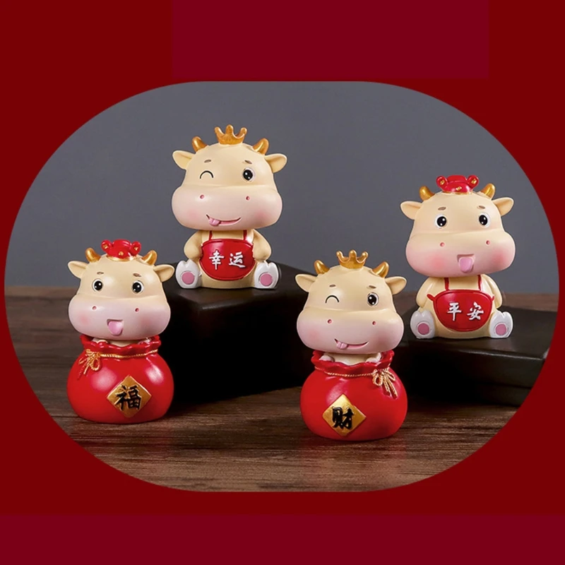 4 Pcs Creative Shaking Head Ox Mascot Desktop Ornaments 2021 Chinese New Year 
4 Pcs Creative Shaking Head Ox Mascot Desktop Ornaments 2021 Chinese New Year