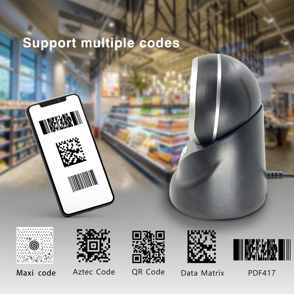Barcode Scanner 1D 2D Desktop Omnidirectional Hands-Free Wired USB Platform Scanning Barcode Reader
Barcode Scanner 1D 2D Desktop Omnidirectional Hands-Free Wired USB Platform Scanning Barcode Reader