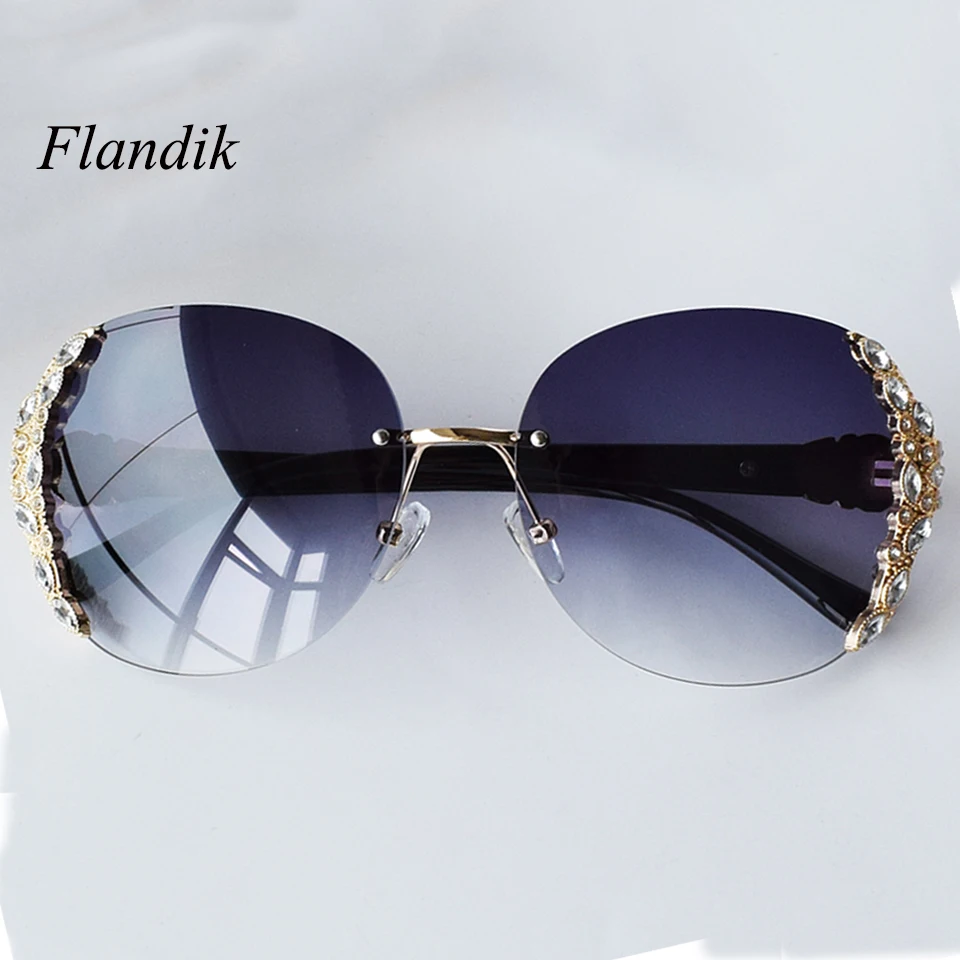 Rimless Oversized Sunglasses Women Luxury Brand Design Diamond Big Frame Shades Sunglasses Blue Pink Gradient Sunglasses UV400 
Rimless Oversized Sunglasses Women Luxury Brand Design Diamond Big Frame Shades Sunglasses Blue Pink Gradient Sunglasses UV400