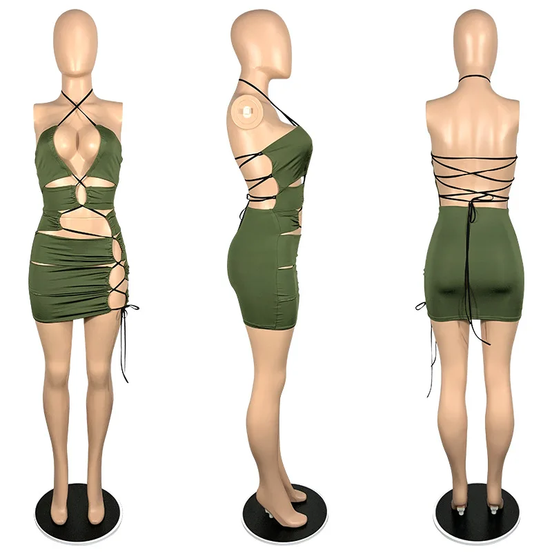 Sexy Bandage Hollow Out Dress Slim Sleeveless Solid Dresses Women 21 Summer Blue Green Black Fashion Clothing Feminina CX1560
Sexy Bandage Hollow Out Dress Slim Sleeveless Solid Dresses Women 21 Summer Blue Green Black Fashion Clothing Feminina CX1560