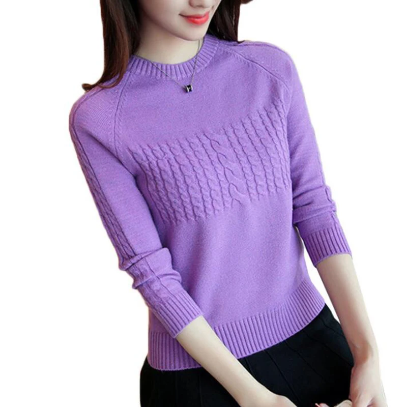 

Женский пуловер, свитер сезона осень-зима 2019, корейский новый однотонный базовый вязаный свитер с круглым вырезом, женская модная дикая короткая трикотажная одежда
