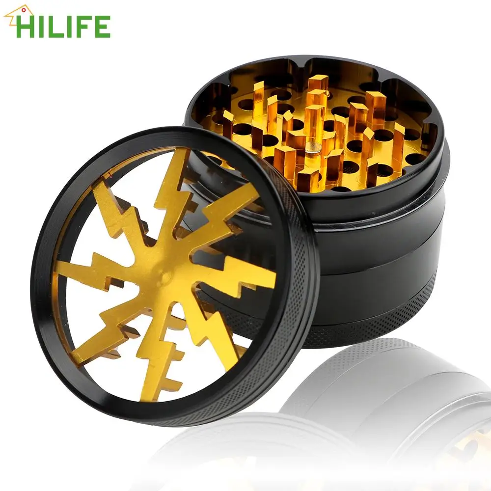 Smoking Herb Cutter Latest Lightning-Shaped 63MM 4-layer Tobacco Grinder Spice Weed Cutter Aluminum Alloy Transparent
Smoking Herb Cutter Latest Lightning-Shaped 63MM 4-layer Tobacco Grinder Spice Weed Cutter Aluminum Alloy Transparent