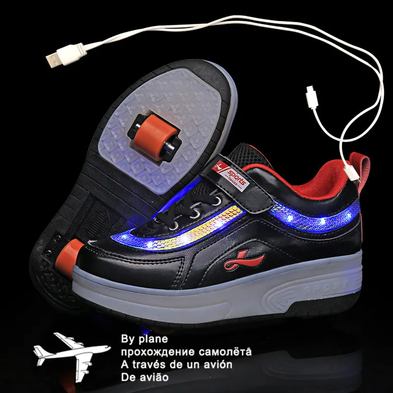 Roller Sneakers for Kids Boys Size 29-40 LED Light Up Shoes with Double Wheels USB Charging Skate Shoes for Children Boys Girls
Roller Sneakers for Kids Boys Size 29-40 LED Light Up Shoes with Double Wheels USB Charging Skate Shoes for Children Boys Girls