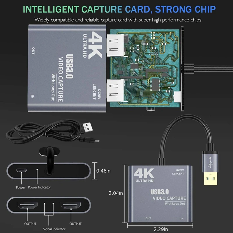 4K 1080P USB3.0 to HDMI-Compatible Video Audio Game Capture Card with Loop Out Full 1080P 60 Record Via DSLR Camcorder
4K 1080P USB3.0 to HDMI-Compatible Video Audio Game Capture Card with Loop Out Full 1080P 60 Record Via DSLR Camcorder