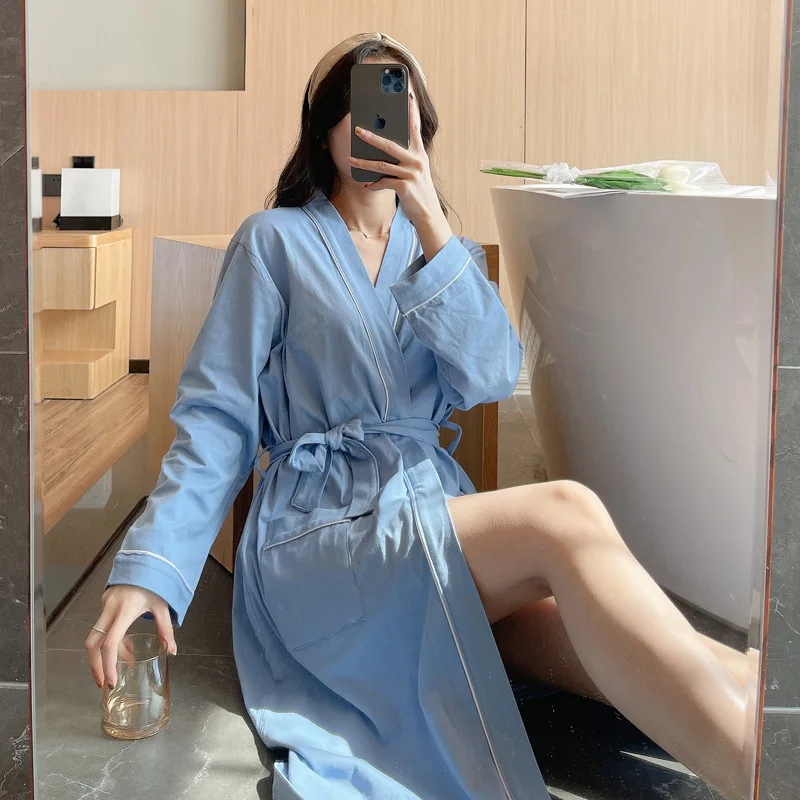 Women's Robe Solid Cotton Home Dressing Gowns For Women Summer Mid-Length Bathrobe
Women's Robe Solid Cotton Home Dressing Gowns For Women Summer Mid-Length Bathrobe