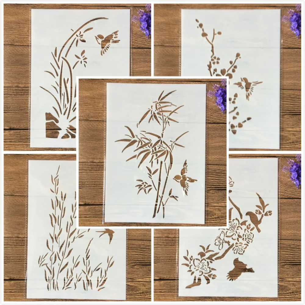 5Pcs/Set A4 29cm Bird Grass Bamboo Plum DIY Layering Stencils Painting Scrapbook Coloring Embossing Album Decorative Template
5Pcs/Set A4 29cm Bird Grass Bamboo Plum DIY Layering Stencils Painting Scrapbook Coloring Embossing Album Decorative Template