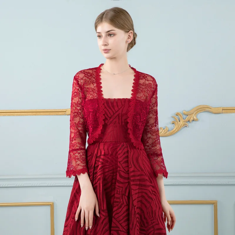 Женская кружевная Свадебная куртка с длинным рукавом Bolero Femme Mariage для вечерних