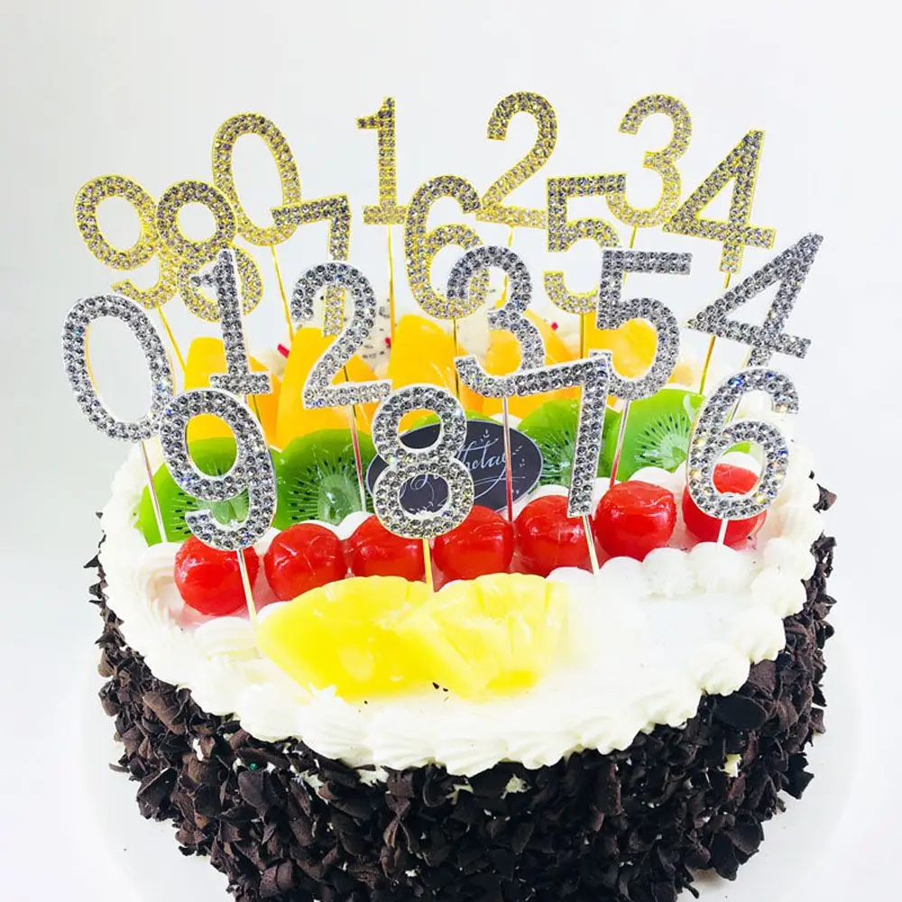 

Топпер для торта 0-9 дюймов, золотистый десерт со стразами, украшение на день рождения, годовщину, день рождения, свадебные принадлежности