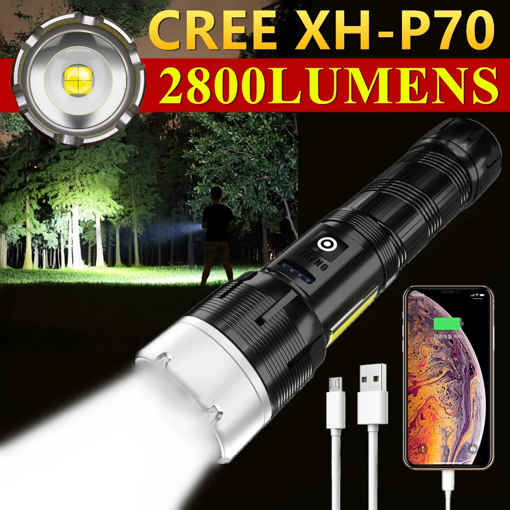 Мощная светодиодная вспышка CREE XHP70 + COB, заряжаемый от USB фонарь с зумом XHP160, водонепроницаемая IPX6 тактическая вспышка XHP90 светильник 26650
Мощная светодиодная вспышка CREE XHP70 + COB, заряжаемый от USB фонарь с зумом XHP160, водонепроницаемая IPX6 тактическая вспышка XHP90 светильник 26650