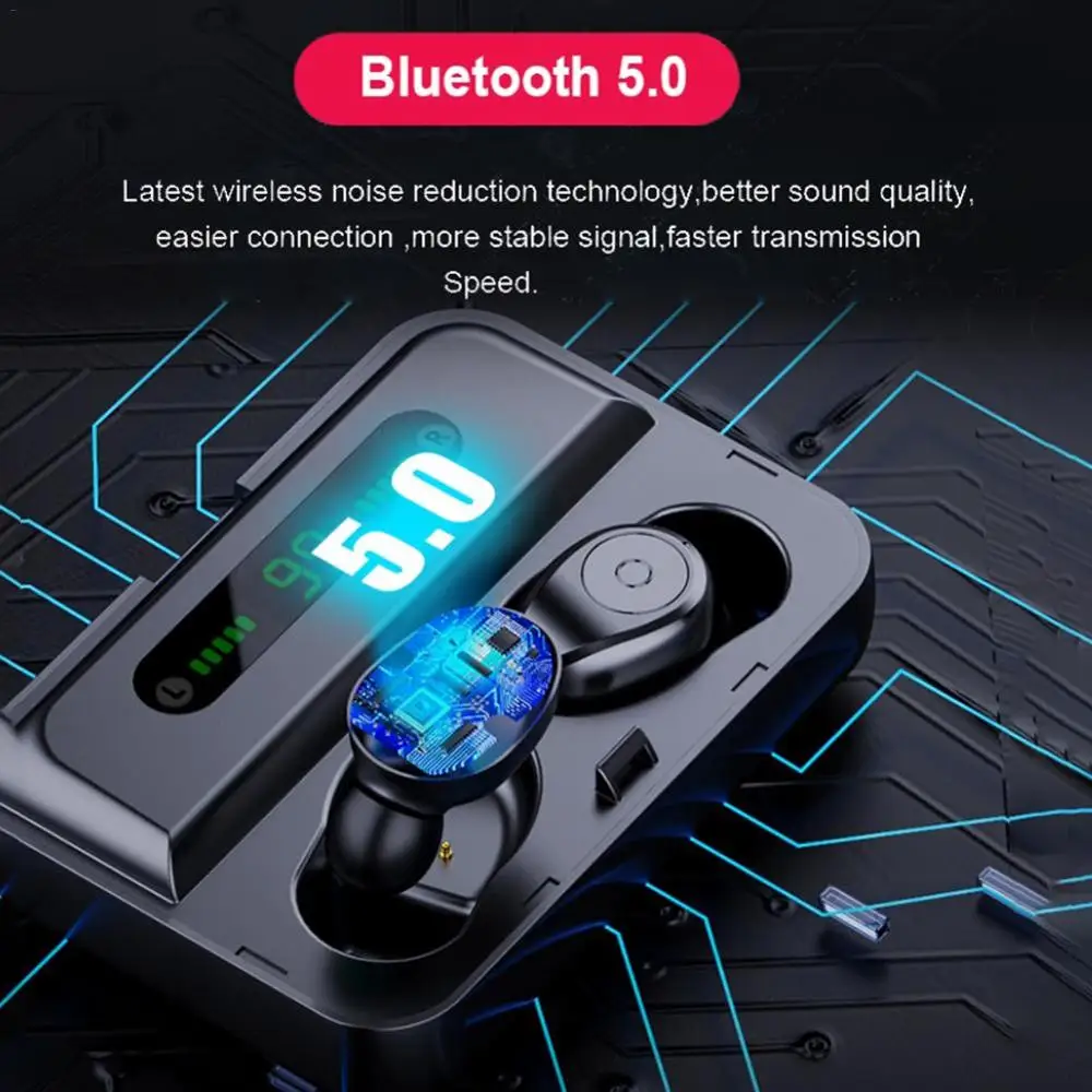 Спортивные наушники F9 5 tws беспроводные Bluetooth светодиодный дисплей мини для