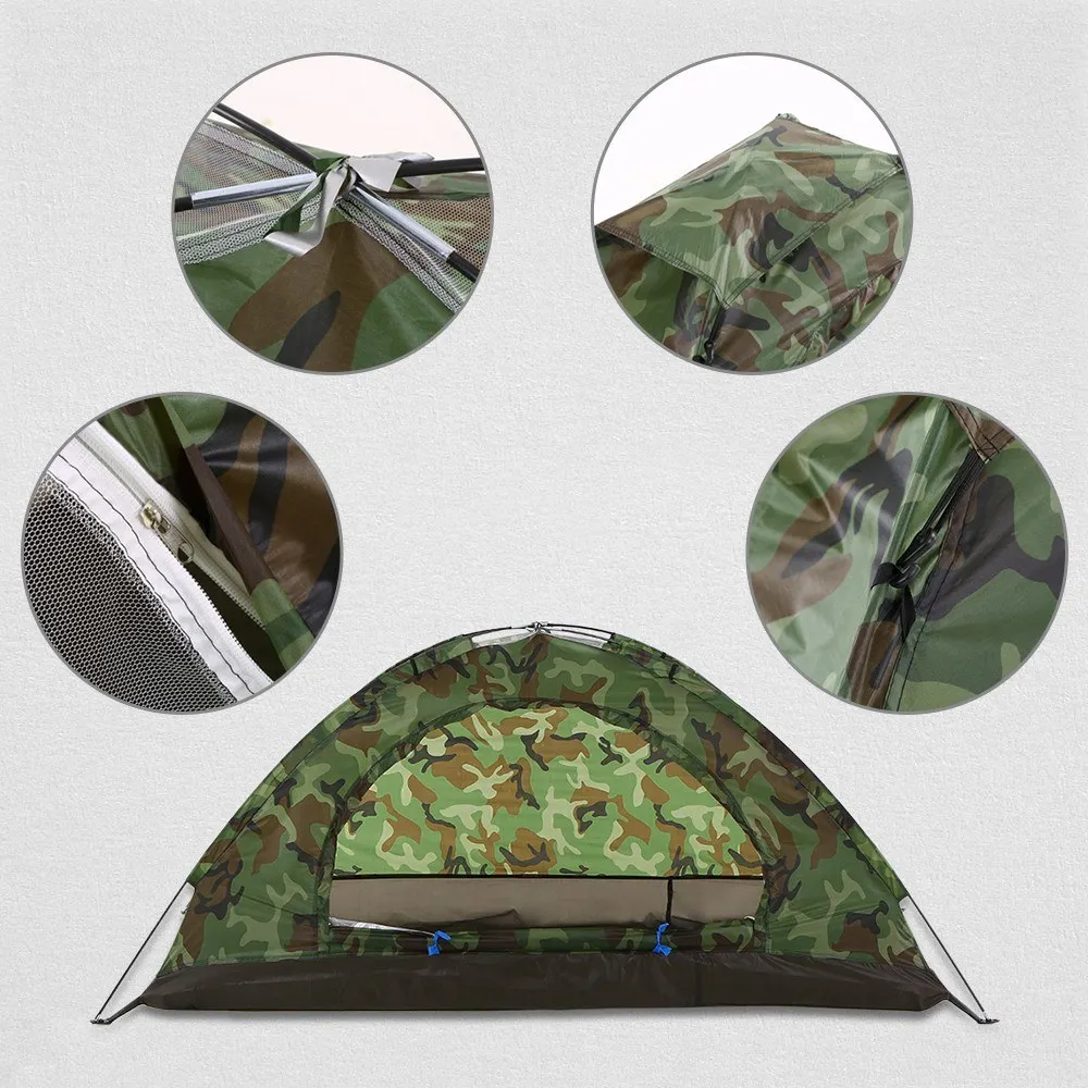 Camping Tent for 1 Person Single Layer Outdoor Portable Camouflage Travel Beach Tent
Camping Tent for 1 Person Single Layer Outdoor Portable Camouflage Travel Beach Tent