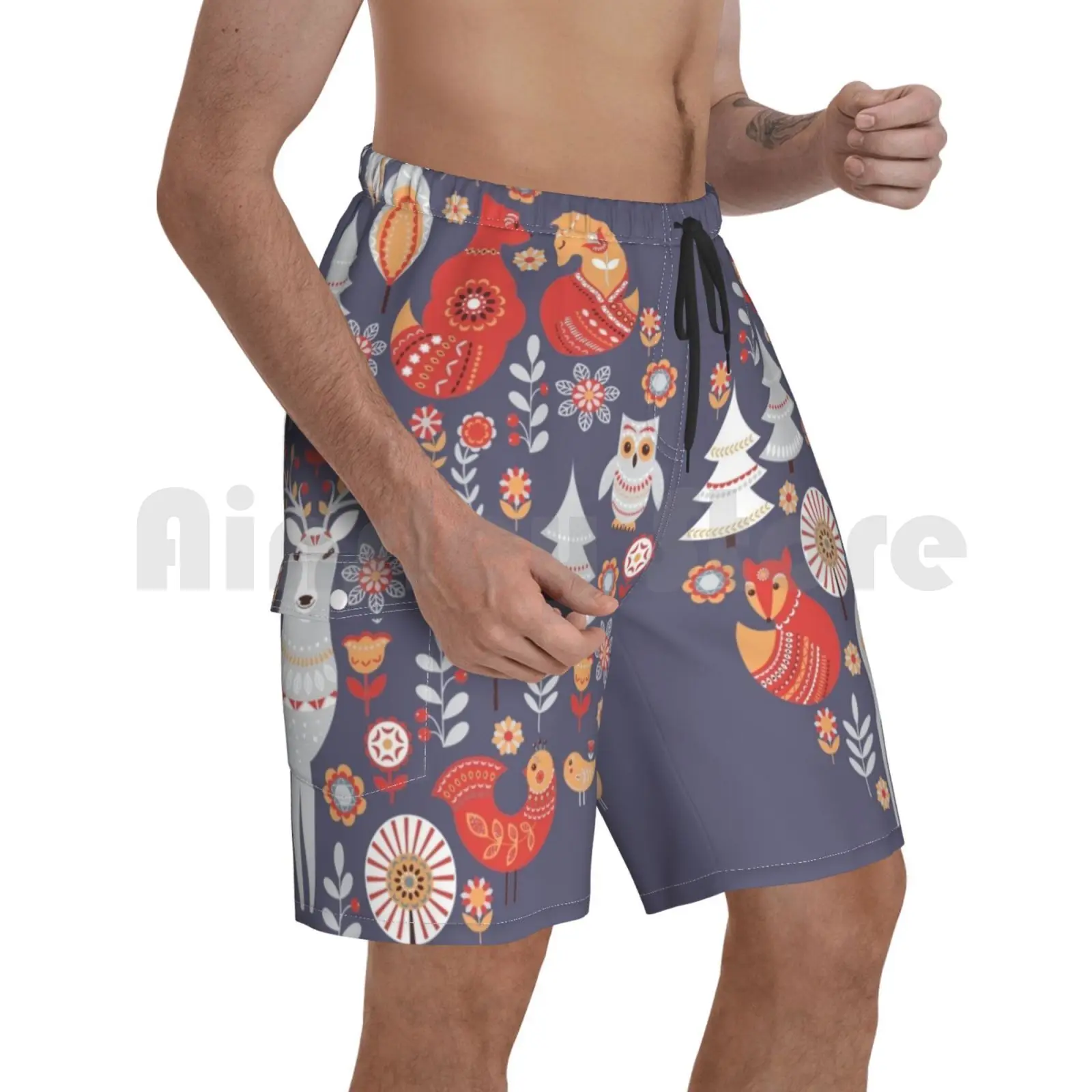Fairy-Tale Forest. Foxes , Deer , Birds , Owls , Flowers And Herbs On A Blue Background. Beach Shorts
Fairy-Tale Forest. Foxes , Deer , Birds , Owls , Flowers And Herbs On A Blue Background. Beach Shorts