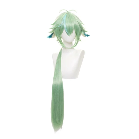 Парик Genshin ударопрочный из сахарозы длиной 85 см, термостойкие синтетические искусственные волосы для косплея из аниме «Зеленое яблоко» на Хэллоуин
