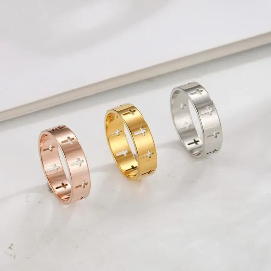 316L Stainless Steel Simple Cross Hollow Out Rings For Women Fine Fashion Hip Hop Punk Exquisite Advanced Jewelry Party Gifts
316L Stainless Steel Simple Cross Hollow Out Rings For Women Fine Fashion Hip Hop Punk Exquisite Advanced Jewelry Party Gifts