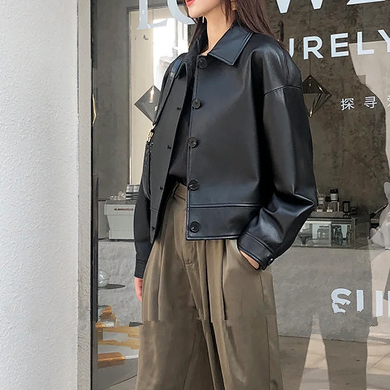 Natural Sheepskin Jacket Female Spring Genuine Leather Jacket Women Tops Real Lambskin Single Breasted Outerwear Ladies Clothing
Natural Sheepskin Jacket Female Spring Genuine Leather Jacket Women Tops Real Lambskin Single Breasted Outerwear Ladies Clothing