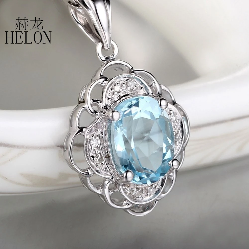 HELON Oval 9x7mm Sky Blue Topaz Pendant Sterling Silver 925 Pave Natural Diamonds Wedding Pendant For Women Fine Jewelry
HELON Oval 9x7mm Sky Blue Topaz Pendant Sterling Silver 925 Pave Natural Diamonds Wedding Pendant For Women Fine Jewelry