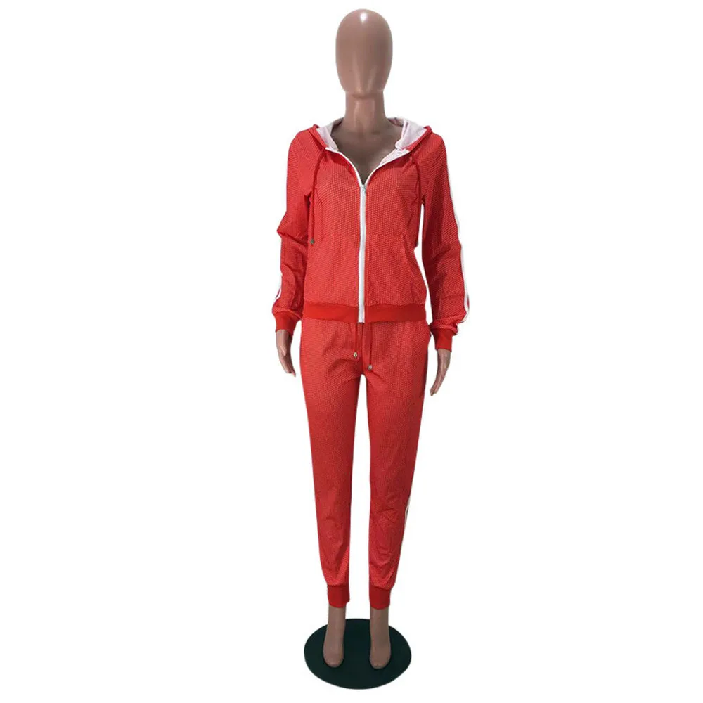 Sporty Fashion Activewear Black Red Tracksuits 2 Pieces Set Long Sleeve Hooded Zipper Coat Top and Jogger Sweatpant Workout Suit
Sporty Fashion Activewear Black Red Tracksuits 2 Pieces Set Long Sleeve Hooded Zipper Coat Top and Jogger Sweatpant Workout Suit